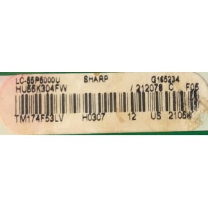 MAIN PARA SMART TV SHARP / NUMERO DE PARTE 212078 / RSAG7.820.6960/ROH / TM174F53LF / PANEL HD550K3F81-TX\S1\GM\ROH / DISPLAY ST5461B05-2 / MODELO LC-55P5000U